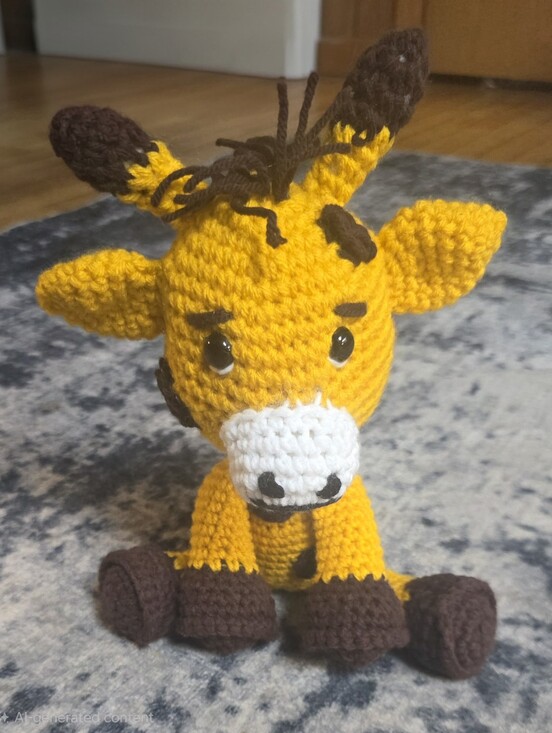 Handmade Other - Handmade Yellow & Brown Crochet Giraffe Plush - Soft Stuffed Animal
